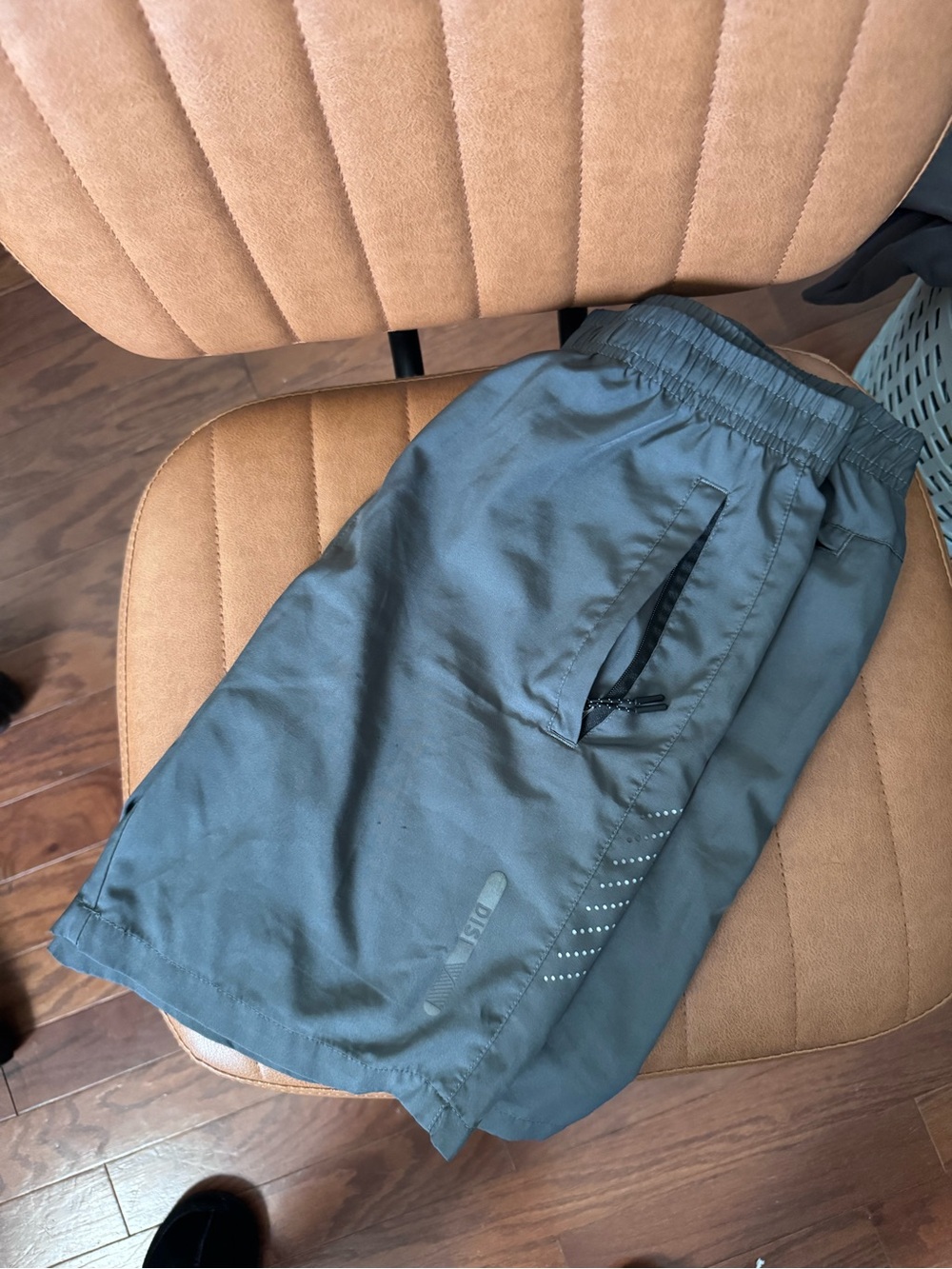 Grey Athletic Shorts with Zipper Pocket